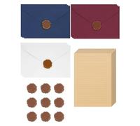 Fonyiunce 38 pezzi Set di Carta da Lettera Vintage 20 Carta Vintage Car-ta da Lettere e 9 Adesivo Sigilli di Cera, 9 Buste di Car-ta Vin-tage per Compleanno Matrimonio Invito Cartoline di Auguri