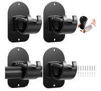 Fonyiunce 4 Pezzi Ganci per Tende Senza Bucare, Supporti per Bastoni per Tende Senza Foratura, Gancio Supporti Bastone Asta Tenda, Ganci per Tende Autoadesivi con Viti, per Casa, Bagno, Cucina
