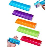 Fonyiunce 5PCS Portapillole Giornaliero per 7 Giorni, Riutilizzabile, Organizer Compatto e Facile da Usare, Grande Capacità per Gli Anziani Viaggio Uso Domestico(Colorato)