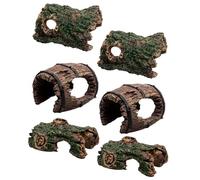 Fonyiunce 6 Pezzi Grotte Decorative con Grotta e Barile, Accessori per Animali Domestici, Elementi Decorativi per Acquari, Decorazione Paesaggistica per Acquario e Terrario Adatti