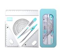 Fonyiunce 7 pezzi Compasso Scuola Media, Set Geometria per Studenti, Disegno della Geometria della Bussola, Scatola di Kit Goniometro, Durevole e Non Facile da Rompere