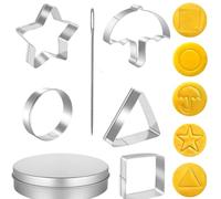 Fonyiunce 8 Pezzi Coreano Zucchero Candy Making Strumenti, Formine per Biscotti, Gioco del Calamaro Stampi, Stampi per Biscotti Inox, Umbrella Piazza Triangle Star Round Baking Molds