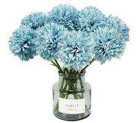 Fonyiunce Fiori di Ortensia Artificiale, 12 Pezzi di Fiori di Palla di Crisantemo di Seta, per la Decorazione del Giardino di Casa, Bouquet da Sposa, Composizione Floreale, Centrotavola (Blu)