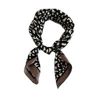 FONYVE Sciarpa di seta di sentimento sciarpa quadrata media in raso per le donne 27,5 × 69,5 cm, 02 Leopard Nero, Medium