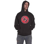 Foo Fighters Felpa con Cappuccio FF Band Logo Nuovo Ufficiale Uomo Nero Pullover Size M