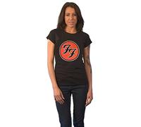 Foo Fighters T Shirt FF Band Logo Official Womens Skinny Fit Black, M Donna