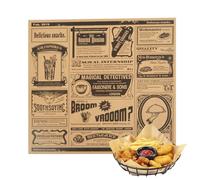 Food Basket Sheets - 200 Greaseproof Wrapping for Sandwiches, Nonstick Liners | Decorative Sheets for Baking, Grilling, Snack Serving, Burger Wrapping and Takeout Packaging