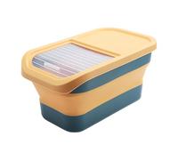 Food Container, Food Storage, Pp Material Rubber Build Compact Foldable Portable Stackable Space Saver Easy Cleaning, Wheeled Pet Box for Home Kitchen Pantry Travel, 16.93x10.16x7.87Inches, Yellow