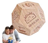 Food Dice - Game Dice | Dice 12-Side Date | Couple Food Dice Decider, Wood Dice For Her Him Couples, Fun Date Night Decision Maker Dice, Dinner Decision Dice - Dating Dinner Choice Dice