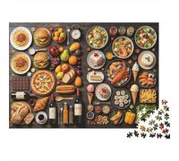 Food Feast 1000 Pezzi Puzzle Riciclato Delicacy Senior Puzzle Accessori per Gioco di Festa Developing Ragazzi e Ragazze‘s Intelligence Educational Fun 38x26cm/1000pcs