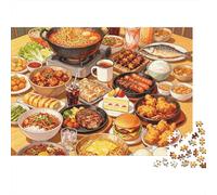 Food Feast Jigsaw Puzzle 1000 Pezzis Recycled Sumptuous Dinner Puzzles per Bambini Parent Child Game Props Developing Children‘s Intelligence Educational 52x38cm/1000pcs