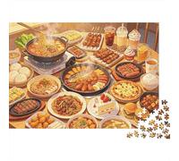 Food Feast Puzzle 1000 Pezzi Recyclable Paper Sumptuous Dinner Puzzle per Adultoi Divertente e Stimolante Gioco in Famiglia Gift per Uomini‘s Birthday 70x50cm/1000pcs