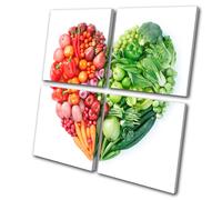 Food Kitchen Fruit & Veg Heart MULTI TELA parete arte foto stampa