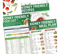 Food List Chart - Carta laminata, basso formato di sodio | Riferimento dieta renale con istruzioni per la pianificazione dei pasti, opuscolo nutrizionale comprese ricette per potassio, fosforo, ossa
