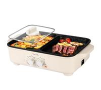 Food Party Hot Pot & BBQ Grill elettrico da tavolo Hotpot Pentola Elettrico Hot Pot Barbecue Coreano Barbecue Barbecue Interno Smokeless 220 V con coperchio (Piccolo)