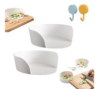 Food Prep Ciotole per tagliere, Vassoi per Food Prep con ritaglio, Tray Side Dish Plate Slide Under Cutting Board, Convenient Food Preparation Tray (2 pezzi)
