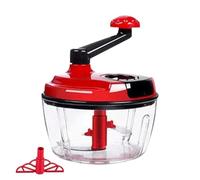 Food Processor, Manual Hand Chopper, 7,28 x 7,28 x 8,66 pollici, Cutter Folding Handle, Kitchen Prep Container for Fast Chopping, Campeggio, Picnics, Small Space, Red, White and Gray