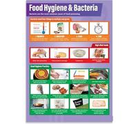 Food Safety & Bacteria Educational Poster, Hygiene Chart for Middle & High School Science Classroom(Framed,16x24inch(40x60cm))
