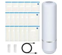 Food Saver Vacuum Sealer Machine - 22 * 21cm Mini Sealing Tool With 15 Reusable Bags | Handheld Bag Sealer | Compact Food Sealing For Family Students Adults Men Women Home Kitchen Indoor Shop