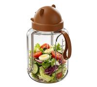 Food Storage Containers - Silicone-Sealed Jar | Bear Shape Portable Cute Multi-Function Bottle For Oats Yogurt Pudding | Overnight Oats Containers With Lids Salad Soup Snack Lunch Breakfast Food