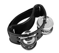 FOOD TAMBOURINE, STRUMENTI DI PERCUSIONE DI PEDE SHAKER CON 4 CAPI DI JINGLES ACCIAIO IN INSOLLE E STRUZIONE ELASTICA TAMBOURINE STRUMENTO MUSICALE DI PERCUSIONE PER CAJON (BLACK)