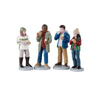 LEMAX Set 4 Personaggi uscita con amici "Food Truck Patrons" in resina H6.7x9.4x2.6 cm