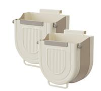 Food Waste Bin,Plastic Collapsible Kitchen Waste Bin for Hanging Wall-Mounted Rubbish Bin for Counter, Under Sink, RV,2Pcs(Bianco latteo, 24,5 x 16 x 24 cm)