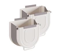 Food Waste Bin,Plastic Collapsible Kitchen Waste Bin for Hanging Wall-Mounted Rubbish Bin for Counter, Under Sink, RV,2Pcs(Greyish White,24,5 x 16 x 24 cm)