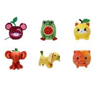 FOODIBLES - Peluche profumato piccolo, alto 10 cm, collezione: fragola elefante, rana anguria, simpatico topo ciliegia, cane banana, simpatico gatto limone e maiale "Pretty as a Peach" (6 pezzi)