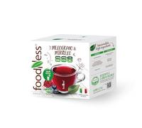 foodNess - 1 Box da 10 Capsule di Melograno & Mirtillo, Capsule Compatibili con Sistema Dolce Gusto, Solubile per Bevanda al Tè Nero Senza Glutine, Uova e Derivati Naturali e Zuccheri