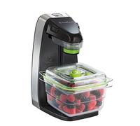 FoodSaver FFS010X Macchina per Sottovuoto Alimenti Salva Freschezza, 5 Sacchetti con Zip per Sottovuoto Riapribili, 1 Contenitore Salva Freschezza da 700 ml, per Utilizzo Quotidiano, Compatta, Nero
