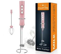 FoodVille MF02 - Montalatte ricaricabile portatile con frusta in acciaio inossidabile per cappuccino, latte, bulletproof coffee, dieta chetogenica, proteine in polvere, matcha (Rosa corallo)