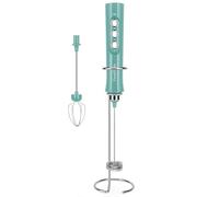 FoodVille MF02 - Montalatte ricaricabile portatile con frusta in acciaio inossidabile per cappuccino, latte, bulletproof coffee, dieta chetogenica, proteine in polvere, matcha (verde turchese)