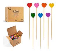 FOOGO Green 150 Stuzzicadenti da Cocktail in bambù, Certificati FSC®, 9cm Eleganti Bacchette Multicolore, Spiedini da Cocktail, Stecchini per Feste, Bacchette in Legno Resistenti, Compostabili