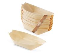 FOOGO Green 50 Barchette di Legno di Bambù Monouso, 12,7 cm, Certificate FSC®, Barbecue, Feste in Giardino, Aperitivi, Antipasti, Ecologiche, Biodegradabili, Feste di Nozze, Bicchieri di Carta