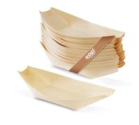 FOOGO Green 50 Barchette di Legno di Bambù Monouso, 18 cm, Certificate FSC®, Barbecue, Feste in Giardino, Aperitivi, Antipasti, Ecologiche, Biodegradabili, Feste di Nozze, Bicchieri di Carta