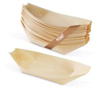 FOOGO Green 50 Barchette di Legno di Bambù Monouso, 23 cm, Certificate FSC®, Barbecue, Feste in Giardino, Aperitivi, Antipasti, Ecologiche, Biodegradabili, Feste di Nozze, Bicchieri di Carta
