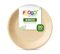 FOOGO Green 50 Piatti Monouso in Foglia di Palma, Medi e Rotondi da 20 cm, Biodegradabili e Compostabili, Adatti per Pietanze Calde, come Legno, Bambù e Carta, per Matrimoni, Picnic e Feste
