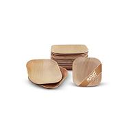 FOOGO Green 50 Piatti Monouso in Foglia di Palma, Mini e Quadrati da 10 cm, Biodegradabili e Compostabili, Adatti per Pietanze Calde, come Legno, Bambù e Carta, per Matrimoni, Picnic e Feste