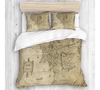 FoOhy Set di biancheria da letto con copripiumino, morbido e accogliente, mappa del Signore dell'Anello, della Terra di Mezzo, facile da pulire, in microfibra (king, 240 x 220 cm)