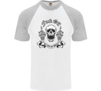 Fook Spento My Life Rules Teschio Dito Flip DA UOMO S/S Baseball T-Shirt