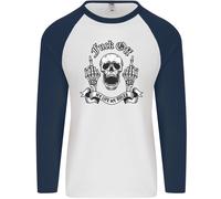 Fook Spento My Life Rules Teschio Dito Flip Uomo L/S Baseball T-Shirt