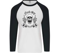 Fook Spento My Life Rules Teschio Dito Flip Uomo L/S Baseball T-Shirt