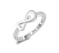 Fookduoduo Anello con simbolo dell'infinito per ceneri - in argento Sterling 925 con urna di cremazione I Carry You with me, medaglione commemorativo per uomo/animale domestico, 7, Metallo, Zirconie