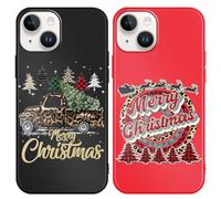 Foonary 2 pezzi Natale Cover per iPhone 14/iPhone 13, Custodia Aesthetic Albero Santas Motive Christmas Mucca Design Regalo Donna Cover, Antiurto Silicone Bumper Case per iPhone 14 6,1", Xmas Inverno