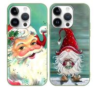 Foonary 2 pezzi Natale Cover per iPhone 15 Pro, Custodia Aesthetic Santas Motive Verde Design Regalo Donna Cover, Antiurto Silicone Christmas Protezione Bumper Phone Case per iPhone 15 Pro 6,1", Xmas