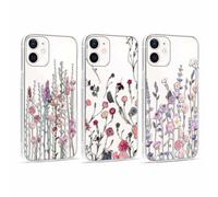 Foonary 3 Pezzi Trasparente Cover per Apple iPhone 12 Mini 5,4", Custodia Aesthetic Fiori Floral Motive Design, Silicone Protezione Phone Case per iPhone 12 Mini, Fiore 01