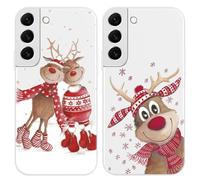 Foonary Confezione da 2 custodie per telefono per Samsung Galaxy S22 5G da 6,1 pollici, con motivo estetico di cervi per gli innamorati, in morbido silicone antiurto, per donne e ragazze