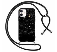 Foonary Cover con Cordino per Apple iPhone 11 6,1, Custodia con Laccio Collana Tracolla Aesthetic Disegni Morbido Antiurto TPU Necklace Regolabile Protettiva Corda Case per iPhone 11, Luna