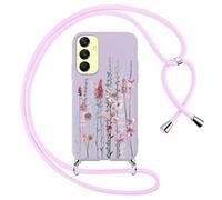 Foonary Cover con Cordino per Samsung Galaxy A55 5G 6,5", Custodia con Laccio Collana Tracolla Aesthetic Disegni Morbido Antiurto TPU Necklace Regolabile Protettiva Corda Case per Samsung A55, Lavanda